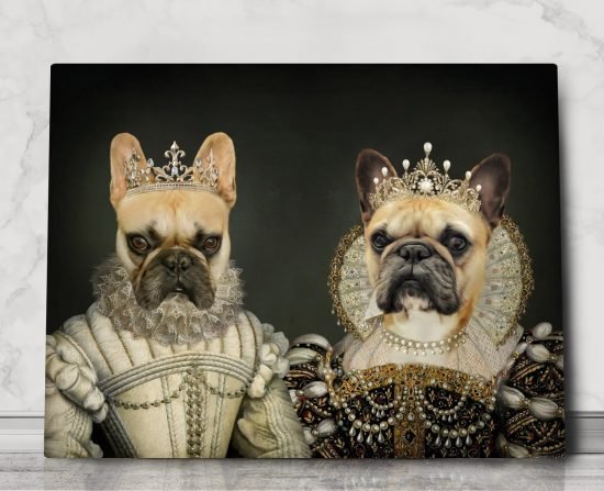 custom pet portrait, pet portrait custom, multiple pet portrait, 2 pet portrait, renaissance pet portrait, king and queen portrait