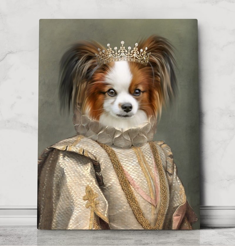 Royal pet Portrait, pet portrait custom, dog portrait custom painting from photo, princess with crown
