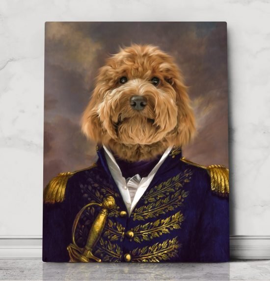 Royal Pet Portrait, pet character portrait, general military portrait, large pet canvas