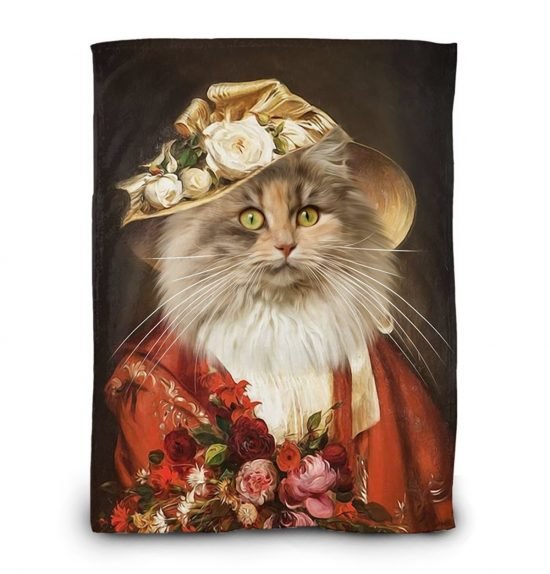 Blanket Royal Pet Portrait, Renaissance dog portrait printed on blanket