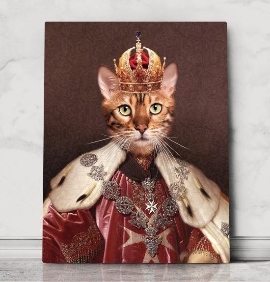 Royal Cat portrait, funny pet portrait, king with crown pet portrait, Pet Portrait Custom and Personalized, Wall Art DIGITAL DOWNLOAD