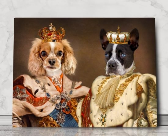 custom pet portrait, pet portrait custom, multiple pet portrait, 2 dogs portrait, renaissance pet portrait, king portrait