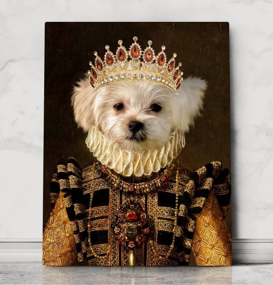 Royal Pet portrait, Canvas pet portrait, Renaissance Dog, Regal Cat, Queen king dog, Custom pet portrait