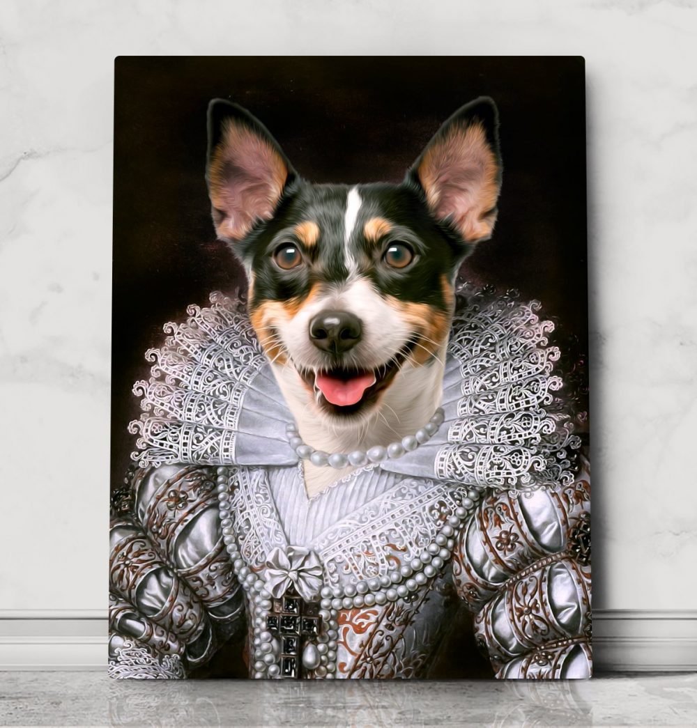 Royal Pet portrait, Canvas pet portrait, Renaissance Dog, Regal Cat, Queen king dog, Custom pet portrait